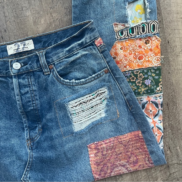 Free People Zappa Harem Patchwork Jeans - Picture 7 of 15